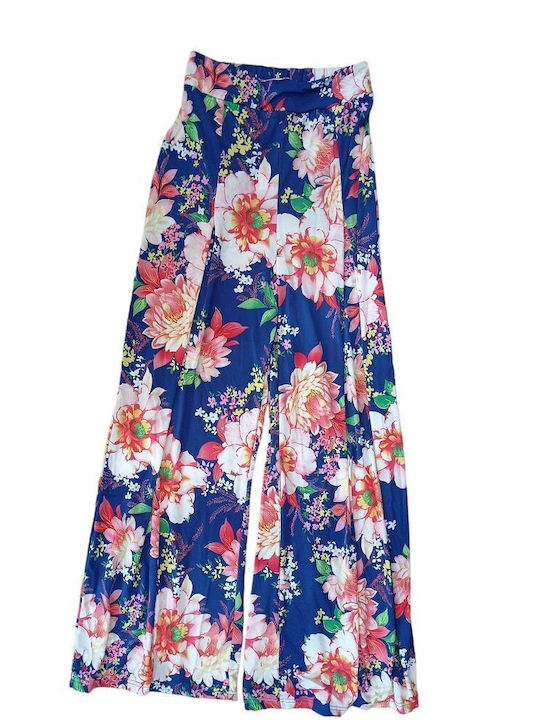 Damenhose Blumen Blau