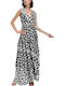 Rochii De Vară Pentru Femei Maxi Rochie Graphic Flower Sm Iv Sm Bk