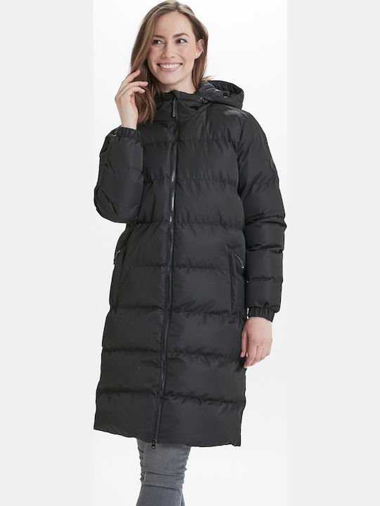 Lang Damen Puffer Jacke für Winter Black