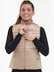 Women's Short Puffer Jacket Waterproof and Windproof for Spring or Autumn Simply Taupe