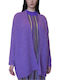Long Women's Knitted Cardigan Purple