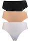 Βαμβακερά Femei Slip 3Pack fără cusături White-black-beige