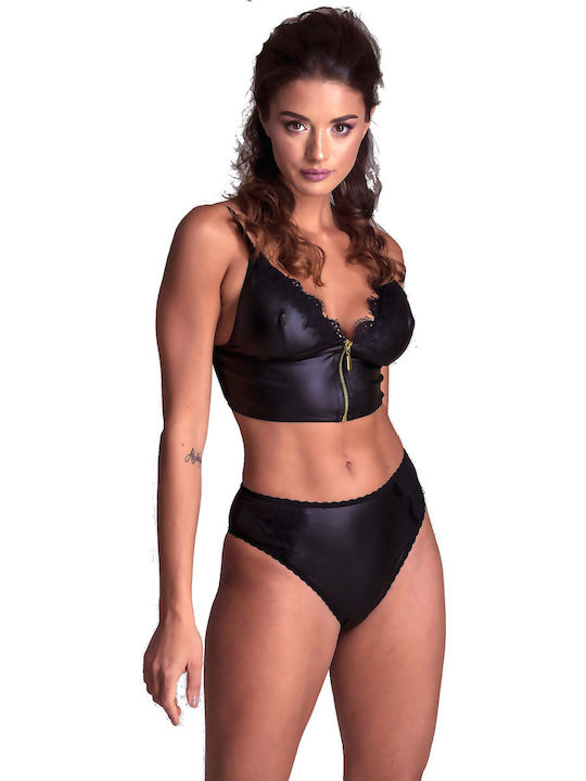 La Nuit Dantelat Set de Lenjerie cu Slip Negru