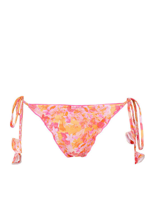 Bikini Slip με Κορδονάκια Ροζ