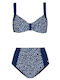 Μαγιό Μπικίνι Print Set Bikini Τριγωνάκι Navy Μπλε