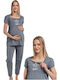 Angel's Secret Maternity Pajama Set & Nursing in Gray color