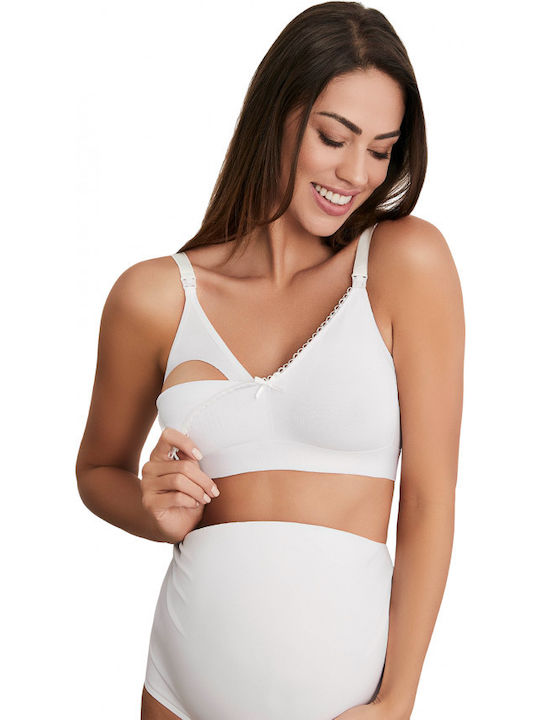 Eros Lingerie Βαμβακερό Μπουστάκι Εγκυμοσύνης & Θηλασμού με Clips Λευκό