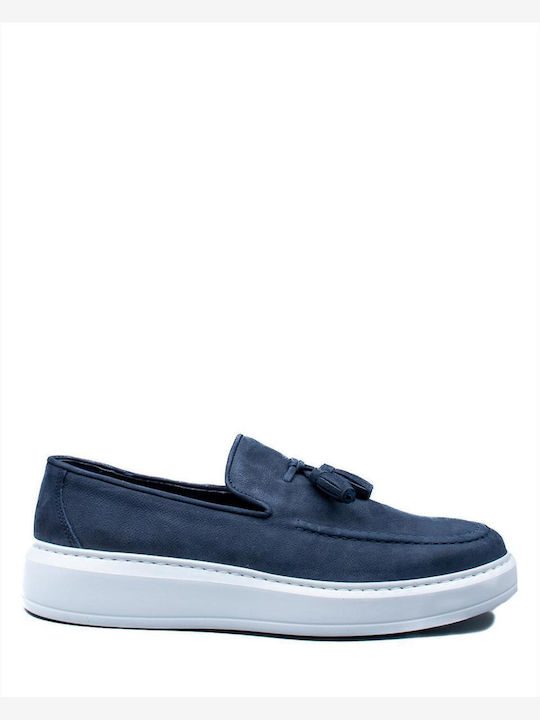 Δερμάτινα Ανδρικά Loafers σε Μπλε Χρώμα