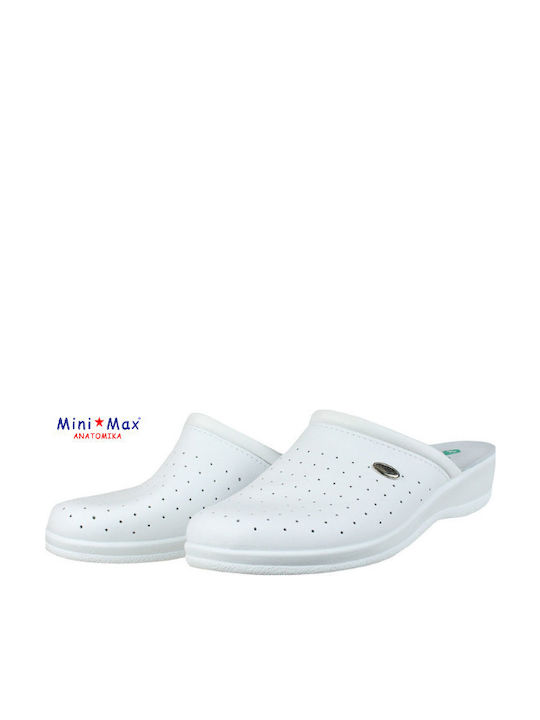 Mini Max Femei Din piele Anatomici Sabot Albe