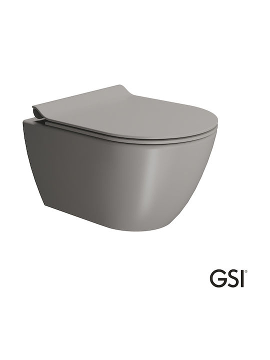 GSI Λεκάνη Κρεμαστή Rimless με Slim Κάλυμμα Soft Close Γκρι GSI Λεκάνη Κρεμαστή Rimless με Slim Κάλυμμα Soft Close Γκρι
