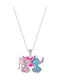 Disney Stitch Παιδικό Κολιέ Καρδιά από Ασήμι με Αλυσίδα 87250101