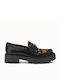 Leather Women's Loafers in Black Color