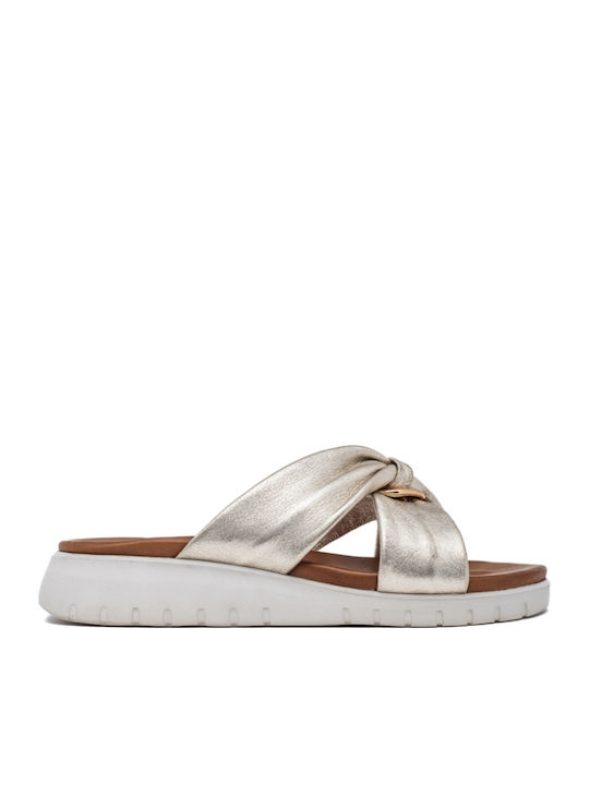 Women's Leather Platform Shoes Gold