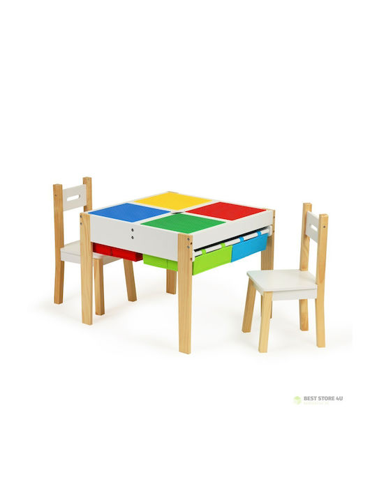Kinder Tischset mit Stühlen aus Holz Mehrfarbig Ecotoys Kinder Tischset mit Stühlen aus Holz Mehrfarbig Ecotoys