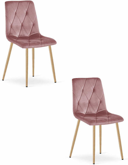 Chairs Kitchen 60x50x50cm 2pcs Pink Velvet