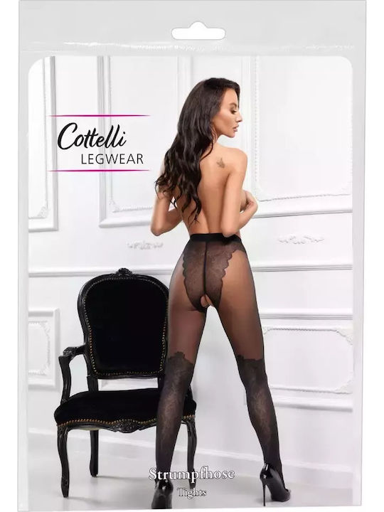 Cottelli Collection Open Crotch Sexy Κάλτσες Μαύρες