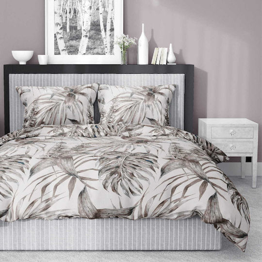 Detexpol Cotton Duvet Cover Set 160x200cm Single With Beige Pillowcase