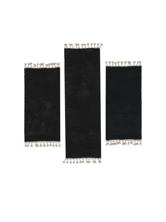 Balsan Silky Σετ Shaggy Χαλιά Κρεβατοκάμαρας Black P621684 3τμχ