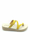 Leder Flache Sandalen für Damen in Gelb Farbe