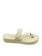 Leder Flache Sandalen für Damen in Beige Farbe