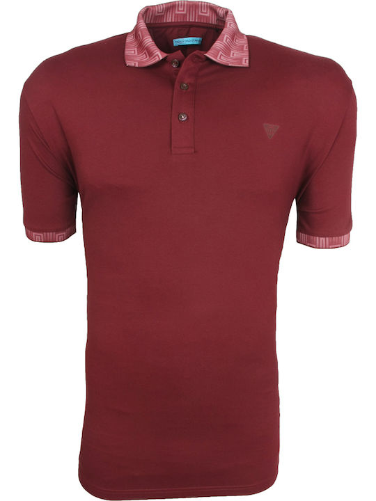 Tony10858 Oversized Large Size Short Sleeve Polo Burgundy