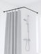 Galifas Corner Shower Curtain Rod Wall Mounted Metallic Black 80x80cm