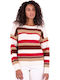 Byoung 'nadim' Striped Knitted Women's Blouse 20810214-200849 200849/barbados Cherry Mix
