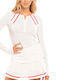 Lucky In Love Top Raglan cu fermoar pentru femei Alb