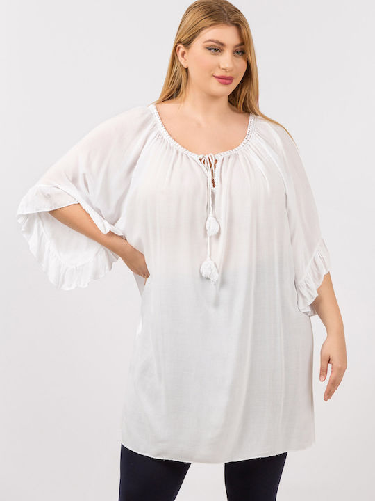 Μεγάλα Μεγέθη Τουνίκ Αέρινη Rosie Άσπρο Plus Size