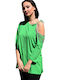 Women's Blouse of Excellent Quality Greek Tailoring Green Riz36 Code