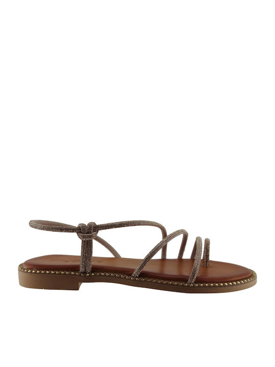 Milanos Flache Damen Sandalen Leder 132 Kupfer