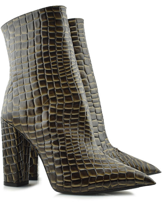 Aris Tsoubos Designer Braune Kroko Stiefeletten