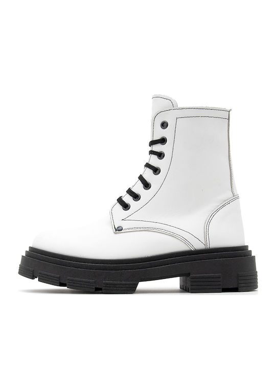 Debutto Donna Leather Biker Boots Women Debutto Donna Λευκο Dd-651-l