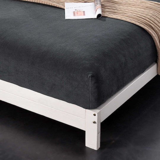Cotton World Μονό 90x200+28εκ. με Λάστιχο Graphite