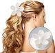 Hair Clip Xl Clamp Flower Marmurek White 7.5 X 8cm Sp379b