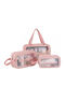 Ecarla Cosmetic Bag Set 3-in-1 Portable Case 3 Sizes Powder Pink