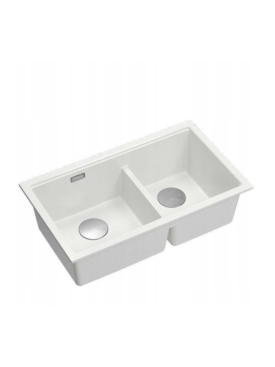 GraniteQ Unterbau Spüle Inox B76xT45cm Weiß