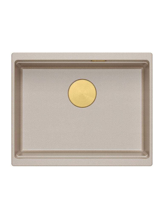 GraniteQ Unterbau Spüle aus Verbundgranulat B56xT45cm Beige
