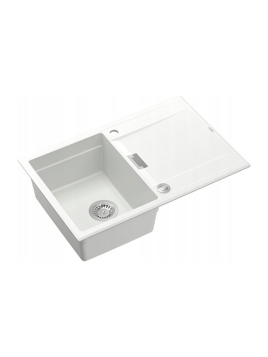 GraniteQ Ένθετος Νεροχύτης Inox Σατινέ Μ76xΠ50cm Λευκός