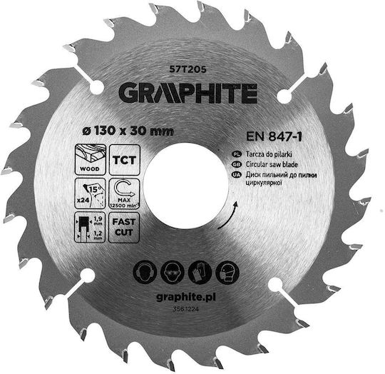 Graphite Carbide Cutting Disc Hole Diameter 130mm with 24 Teeth 1pcs