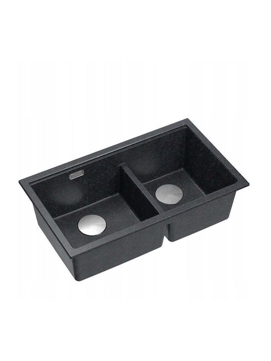 GraniteQ Unterbau Spüle Inox B76xT45cm Schwarz