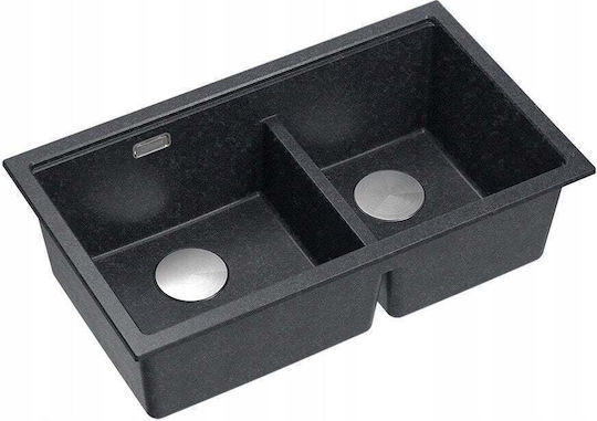 GraniteQ Υποκαθήμενος Inox Μ76xΠ45cm Μαύρος