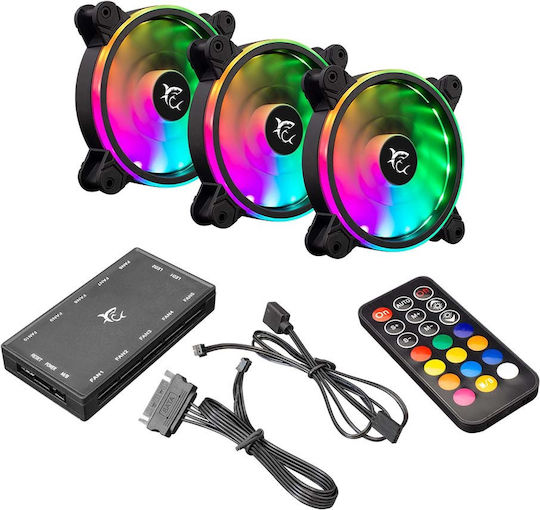 White Shark GCF-S028-004 Case Fans 120mm 1100rpm 25cfm with ARGB Lighting Pack of 3