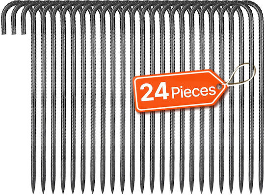 Vevor 16-inch 24 Pack Rebar Stakes Heavy Duty J Hook Galvanized Ground Anchors