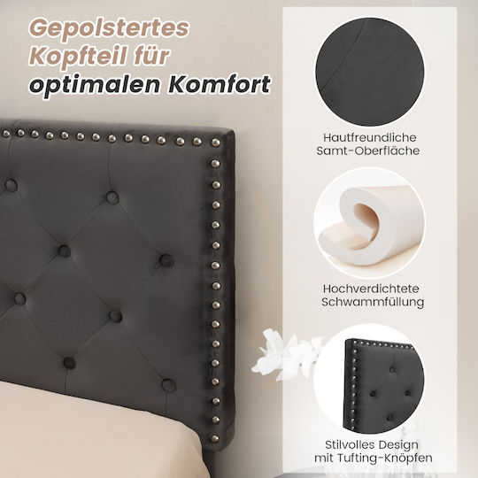Bett King Size Mit Stoff bezogen Gray für Matratze 200x200cm