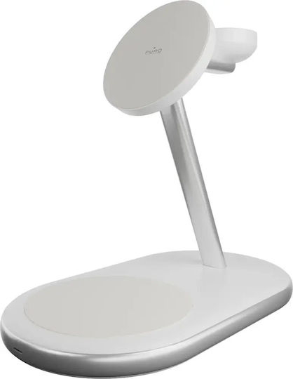 Puro Wireless Charger Qi2 30W Whites (Mag Station 3 in 1)