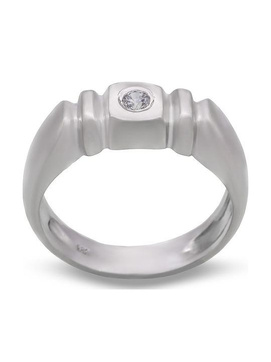 Savvas Design Ring with Zircon made of White gold 14K