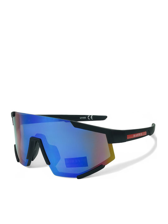 Riverio Unisex Γυαλιά Ηλίου με Μαύρο Κοκκάλινο Σκελετό και Πολύχρωμο Καθρέφτη Φακό 9090-4