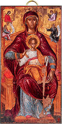 Artis Gilding & Restoring Enthroned Virgin Mary with Child Saint Icon 16th Century 10 X 19.2 Cm