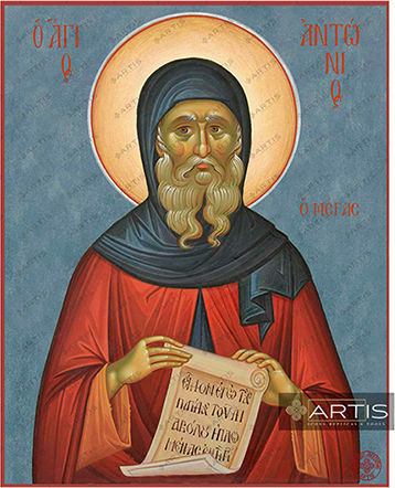 Artis Gilding & Restoring Saint Anthony Greek Orthodox Icon 14 X 17 Cm